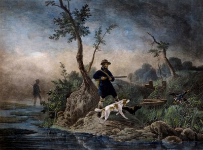 Kacsavadászat a mocsárban, metszet Horace Vernet (1789-1863) festménye alapján alkotó: Emile Jean Horace Vernet