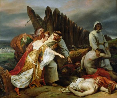 Edith megtalálja Harold holttestét, 1828. alkotó: Emile Jean Horace Vernet