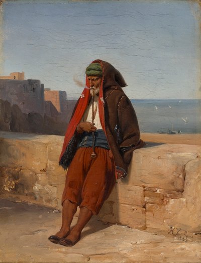 Pipázó algériai férfi alkotó: Horace Vernet