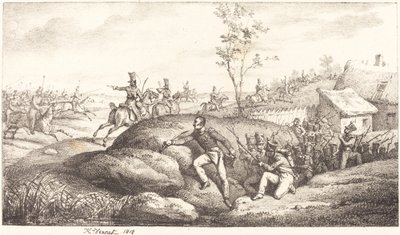 Gyalogos les a kozákok ellen alkotó: Emile Jean Horace Vernet