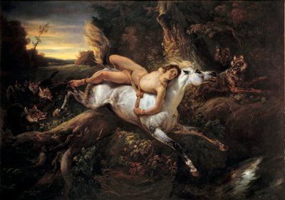 Mazeppa Illusztráció Lord Byron vagy Victor Hugo verséhez, a hős Mazeppa, miután megbántott egy úriembert, egy vad lóhoz kötődik. Emile Horace Vernet (1789-1863) festménye 19. századi Avignon, Musee Calvet alkotó: Emile Jean Horace Vernet
