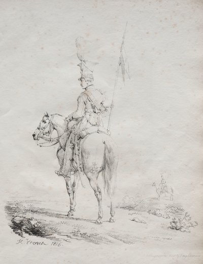 Litográfiai esszék gyűjteménye: Le Lancier en Vedette alkotó: Emile Jean Horace Vernet