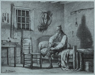 Az ágyból felkelt Limier ember-szolgája, c. 1818. alkotó: Emile Jean Horace Vernet
