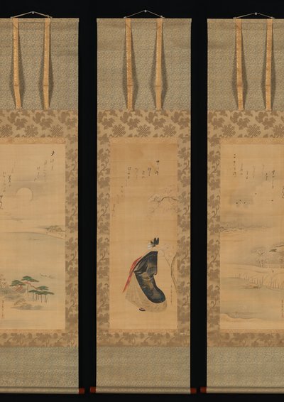 Hó, hold és cseresznyevirágok Yoshiwara három évszakban, 19. század eleje. alkotó: Hosoda Eishi