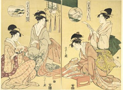 Spirit Summoner, Wild Geese Returning Home Maboroshi, Rakugan right and A Thin Veil..., 1797-99. alkotó: Hosoda Eishi