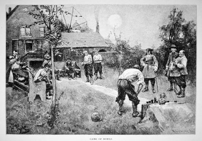 Táljáték a 17. századi gyarmati Amerikában (litho) alkotó: Howard (after) Pyle