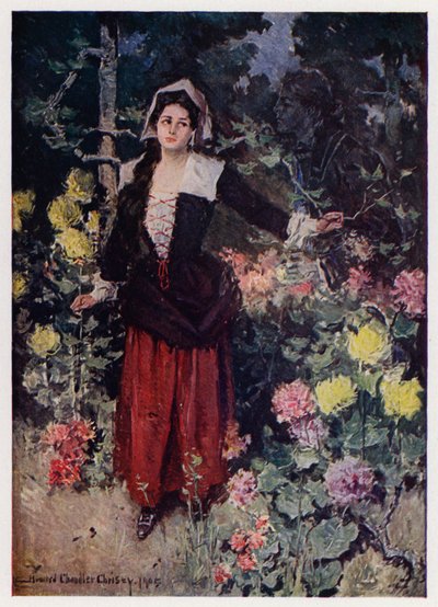 Illusztráció az Evangeline-hez, A Tale of Arcadie, Henry Wadsworth Longfellow (színes litó) alkotó: Howard Chandler (after) Christy