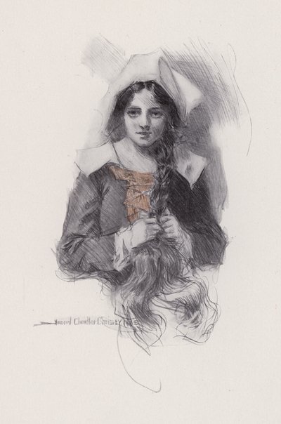 Illusztráció az Evangeline-hez, A Tale of Arcadie, Henry Wadsworth Longfellow (litho) alkotó: Howard Chandler (after) Christy