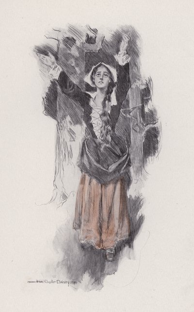 Illusztráció az Evangeline-hez, A Tale of Arcadie, Henry Wadsworth Longfellow (litho) alkotó: Howard Chandler (after) Christy