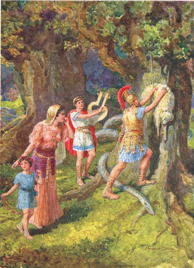„Jason letépte a gyapjút a fa törzséről”, illusztráció a „Hogyan hajóztak az argonauták Colchisba” című művéhez, Charles Kingsley (1819-75) A görög tündérmesék hőseiből (színes litó) alkotó: Howard Davie