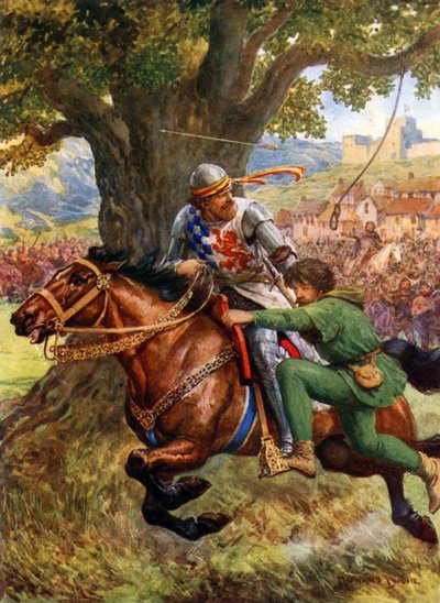 "Robin Hood megmenti a kis Jánost" (színes litó) alkotó: Howard Davie