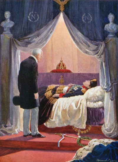 Wellington hercege meglátogatja Napóleon képmását (színes litho) alkotó: Howard Davie