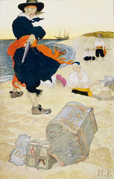 Eltemetett kincs, 20. század eleje (könyvillusztráció) alkotó: Howard Pyle