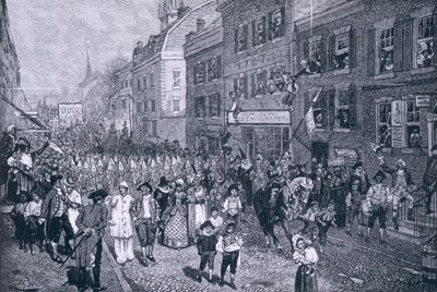 Philadelphiai karnevál, illusztráció a "The Battle of Monmouth Court House"-ból, Benson J. Lossing, pub. a Harper