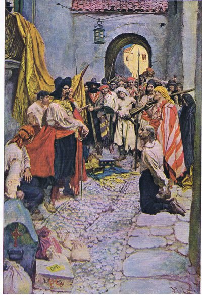Tisztelet kicsikarása a polgároktól, a Harper & Bros által kiadott Howard Pyles Book of Pirates című könyvéből, 1921 alkotó: Howard Pyle