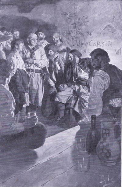 Odavezette Jacket a férfihoz, aki a hordón ült, Howard Pyle Kalózok könyvéből, amelyet a Harper & Bros adott ki, 1921. alkotó: Howard Pyle