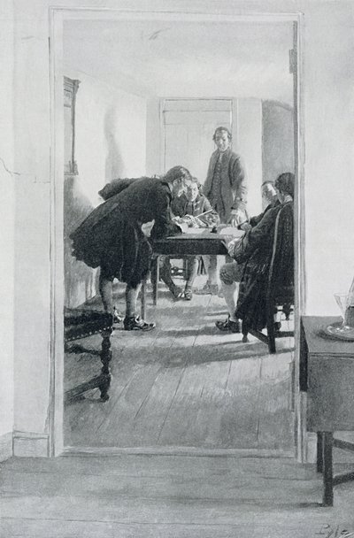 Az Old Raleigh Tavernában, illusztráció Woodrow Wilson "Otthon Virginiában" című művéből, megjelent a Harper