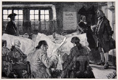 Egy New York-i kávéház olvasótermében alkotó: Howard Pyle