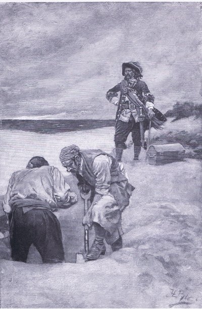 Kidd a Gardiners-szigeten, Howard Pyles kalózok könyvéből, amelyet a Harper & Bros adott ki, 1921 alkotó: Howard Pyle