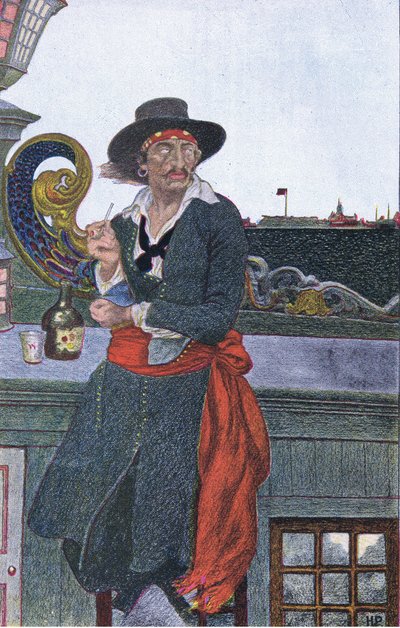 Kidd az Adventure Galley fedélzetén, a Harper & Bros által kiadott Howard Pyles Book of Pirates című könyvéből, 1921 alkotó: Howard Pyle