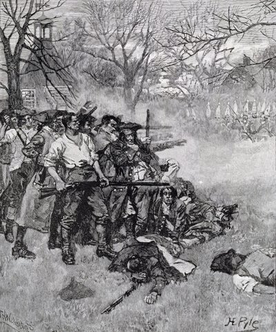 Lexington Green – „Ha háborút akarnak, az itt is elkezdődhet” – vésette F. H. Wellington, a Harper