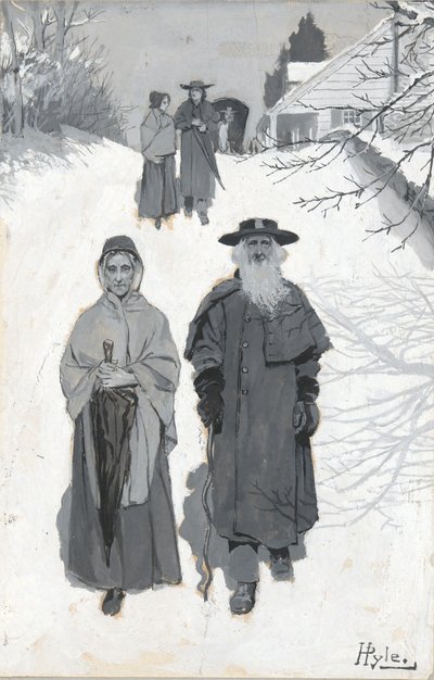 The Dunkers - Going to Meeting, a Harperben megjelent illusztráció rajza alkotó: Howard Pyle