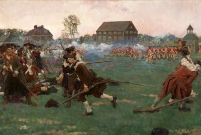 A harc a Lexington Commonon, 1775. április 19. alkotó: Howard Pyle