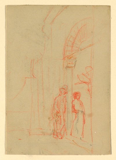 Rajz, vázlat: Kapunál, valószínűleg 1888 alkotó: Howard Russell Butler