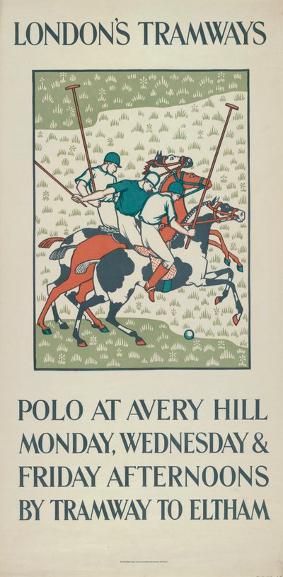 „Polo at Avery Hill”, London Megyei Tanács LCC Tramways plakátja, 1923 alkotó: Howard Spear