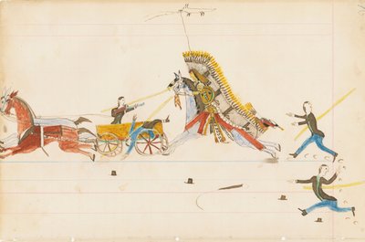 Üvöltő farkasharcos katonák, 1874-75 (toll, tinta és WC főkönyvi papíron) alkotó: Howling Wolf