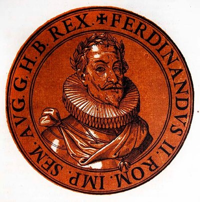 II. Ferdinánd szent római császár medalionos portréja alkotó: Hubert (after) Goltzius