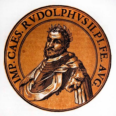 II. Rudolf, a római római császár medálos portréja alkotó: Hubert (after) Goltzius