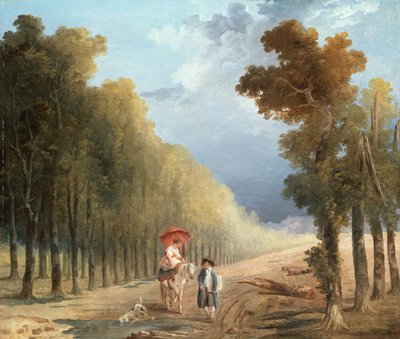 Egy művész vezeti modell póniját egy erdős pályán alkotó: Hubert (studio of) Robert