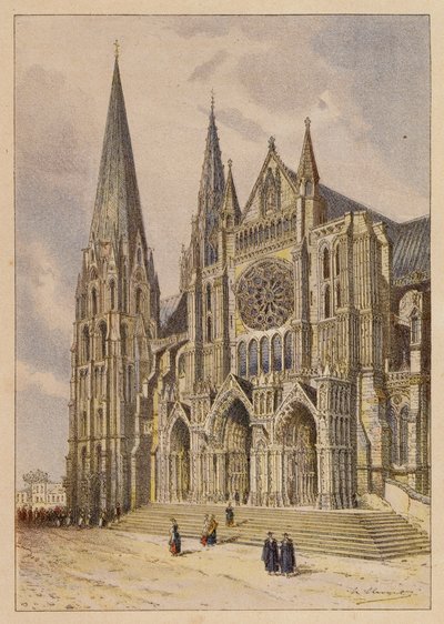 Notre-Dame De Chartres (színes litográfia) alkotó: Hubert Clerget