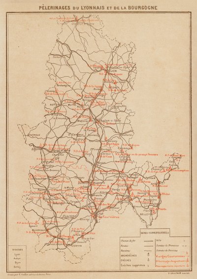 Pelerinages Du Lyonnais Et De La Bourgogne (színes litográfia) alkotó: Hubert Clerget
