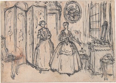 Tanulmány „Az őrző hatalmáról” című műhöz, rézkarcos vignetta a „Dalok a Flora operában” című műben alkotó: Hubert Francois Gravelot