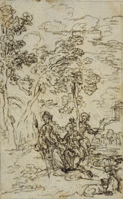 Tanulmány a Fontenelle (attr.) "Les Amours de Mirtil" III. énekének vignettájához. alkotó: Hubert Francois Gravelot