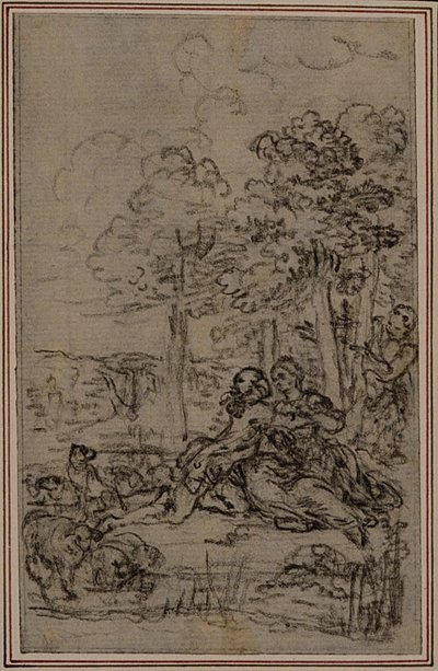 Tanulmány Fontenelle (attr.) "Les Amours de Mirtil", IV. énekének vignettájához. alkotó: Hubert Francois Gravelot