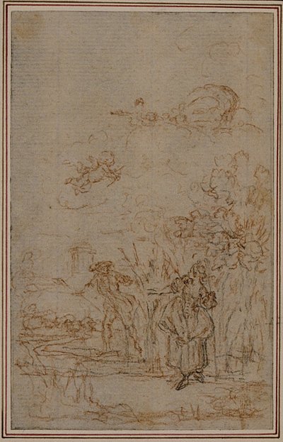 Tanulmány a Fontenelle (attr.) "Les Amours de Mirtil", V. ének Vignettájához. alkotó: Hubert Francois Gravelot