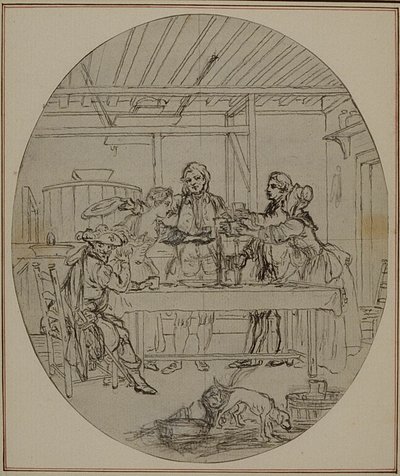 Tanulmány Colle "La Partie de Chasse de Henri IV" című művének második, soha ki nem adott kiadásához, III. felvonás, 10. jelenet. alkotó: Hubert Francois Gravelot
