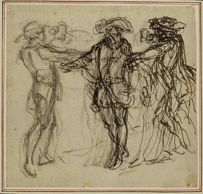 Tanulmány Colle "La Partie de Chasse de Henri IV" című művének második, soha ki nem adott kiadásához, II. felvonás, 11. jelenet. alkotó: Hubert Francois Gravelot
