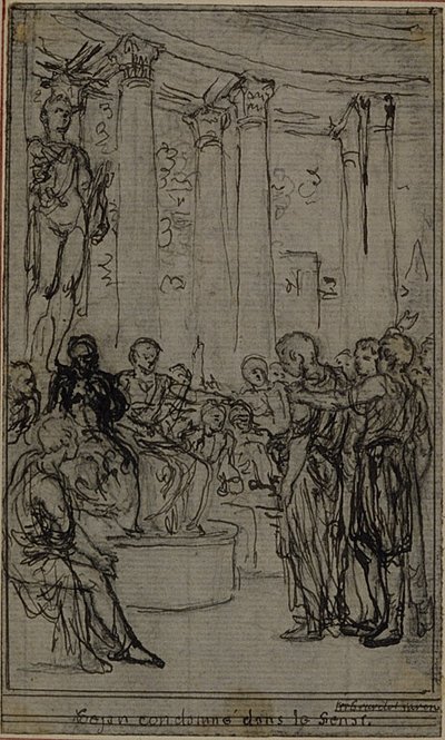 Tanulmány egy illusztrációhoz Tacitus "Tiberius, avagy az Évkönyvek hat első könyve", V. könyv, 3. kötet, 1. tanulmány. alkotó: Hubert Francois Gravelot