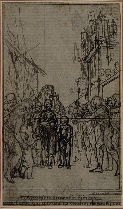 Tanulmány egy illusztrációhoz Tacitus "Tiberius, avagy az Évkönyvek hat első könyve", III. könyv, 2. kötet, 1. tanulmány. alkotó: Hubert Francois Gravelot