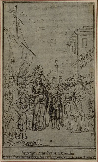 Tanulmány egy illusztrációhoz Tacitus "Tiberius, avagy az Évkönyvek hat első könyve", III. könyv, 2. kötet, 2. tanulmány. alkotó: Hubert Francois Gravelot