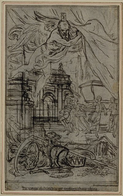 Tanulmány Lucretius "De la Nature des Choses" című művének III. könyvéhez készült vignetta-előképhez. alkotó: Hubert Francois Gravelot