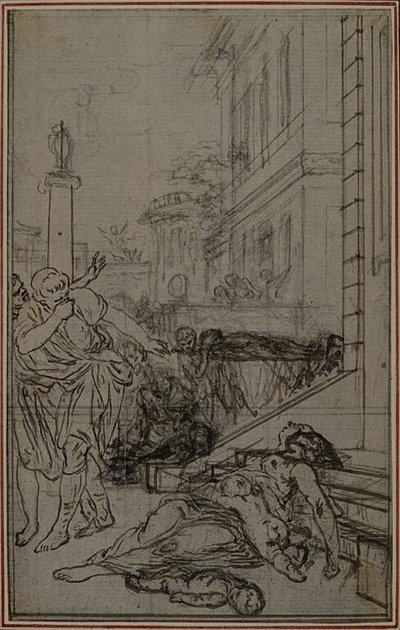 Tanulmány Lucretius "De la Nature des Choses" című művének vignettájához, II. kötet, VI. könyv alkotó: Hubert Francois Gravelot