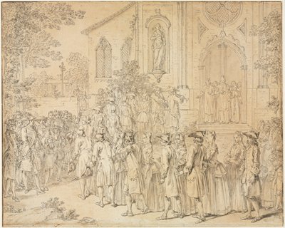 Templomba belépő körmenet, 1700-as évek. alkotó: Hubert François Bourguignon Gravelot