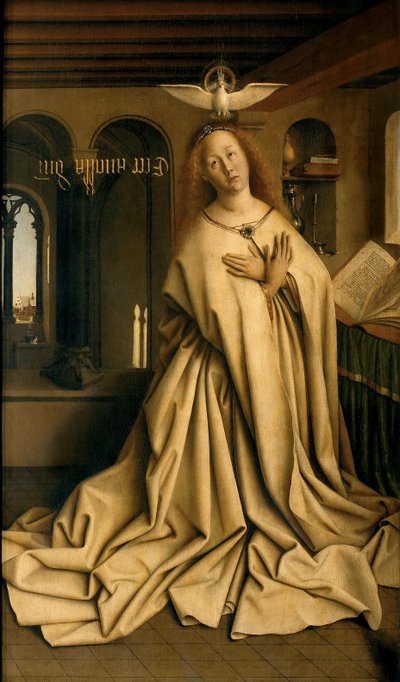 Szűz Angyali üdvözlet, a genti oltárkép jobb oldali paneljének külső oldaláról alkotó: Hubert & Jan van (1390 1441) Eyck