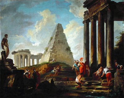 Nagy Sándor Akhilleusz sírja előtt alkotó: Hubert Robert