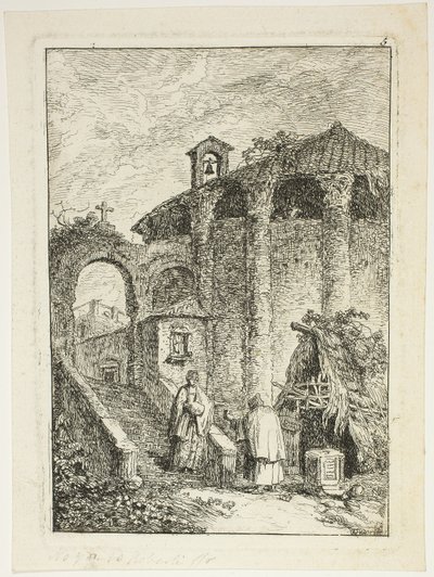Ősi templom, ötödik tábla az Esték Rómában című filmből alkotó: Hubert Robert